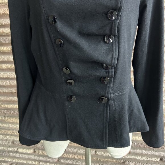 Redwood Court Black Asymmetrical Buttoned Peplum Jacket Size Small - Picture 7 of 9